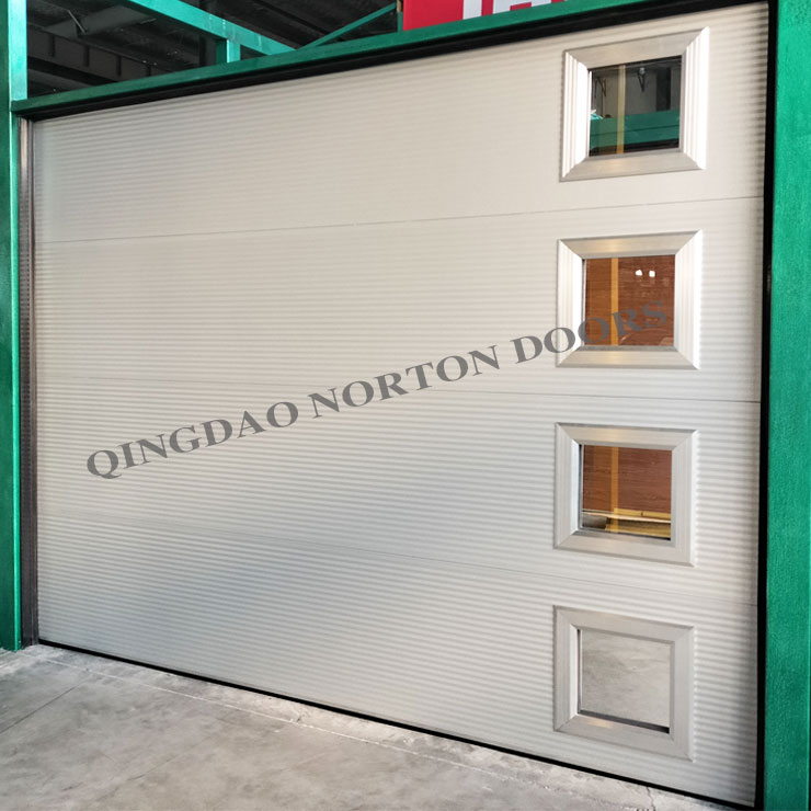 Automatic garage door with aluminum alloy tempered glass windows