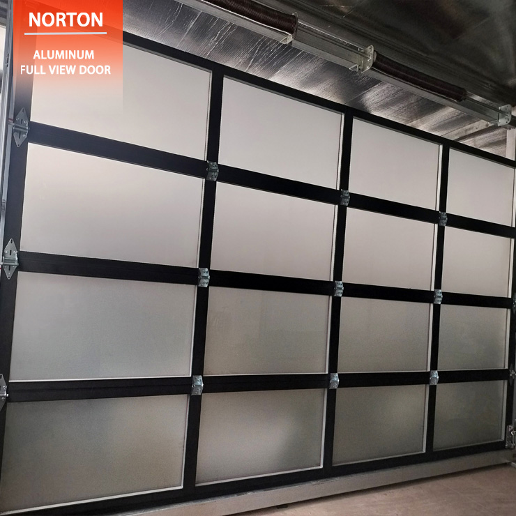 Modern automatic full-view glass garage door